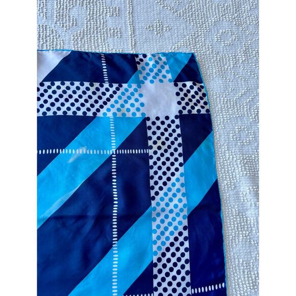Vintage Blue & White Abstract Print Pure Silk Scarf Terry of Rome 30" AS IS - Picture 8 of 9